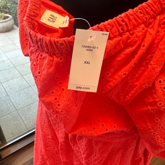 GAP Eyelet Off Shoulder Coral Orange Dress - XXL (NWT) - Picture 5 of 6